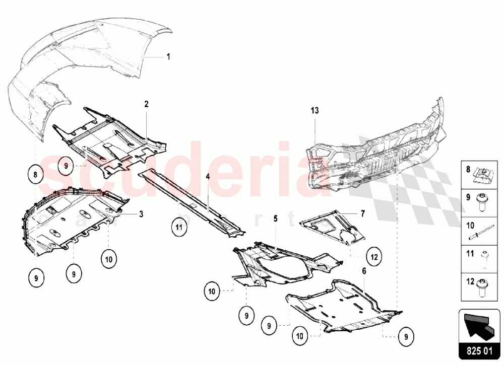 Frame Floor Panels of Lamborghini Lamborghini Huracan LP580 Coupe