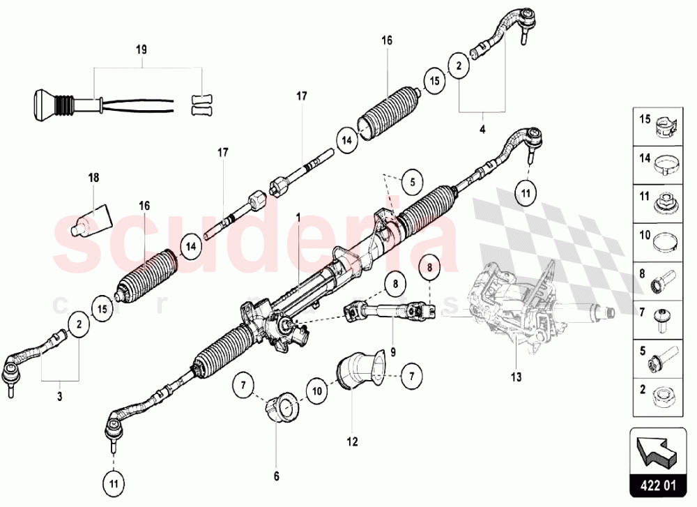 STEERING RACK of Lamborghini Lamborghini Aventador LP750 SV Roadster