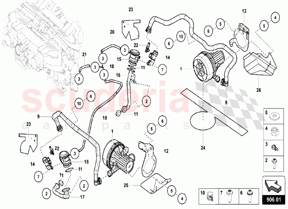 SECONDARY AIR SYSTEM of Lamborghini Lamborghini Aventador LP750 SV Roadster