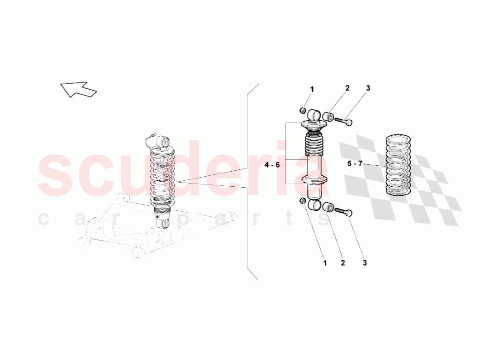 Rear Suspension of Lamborghini Lamborghini Murcielago LP640 Roadster