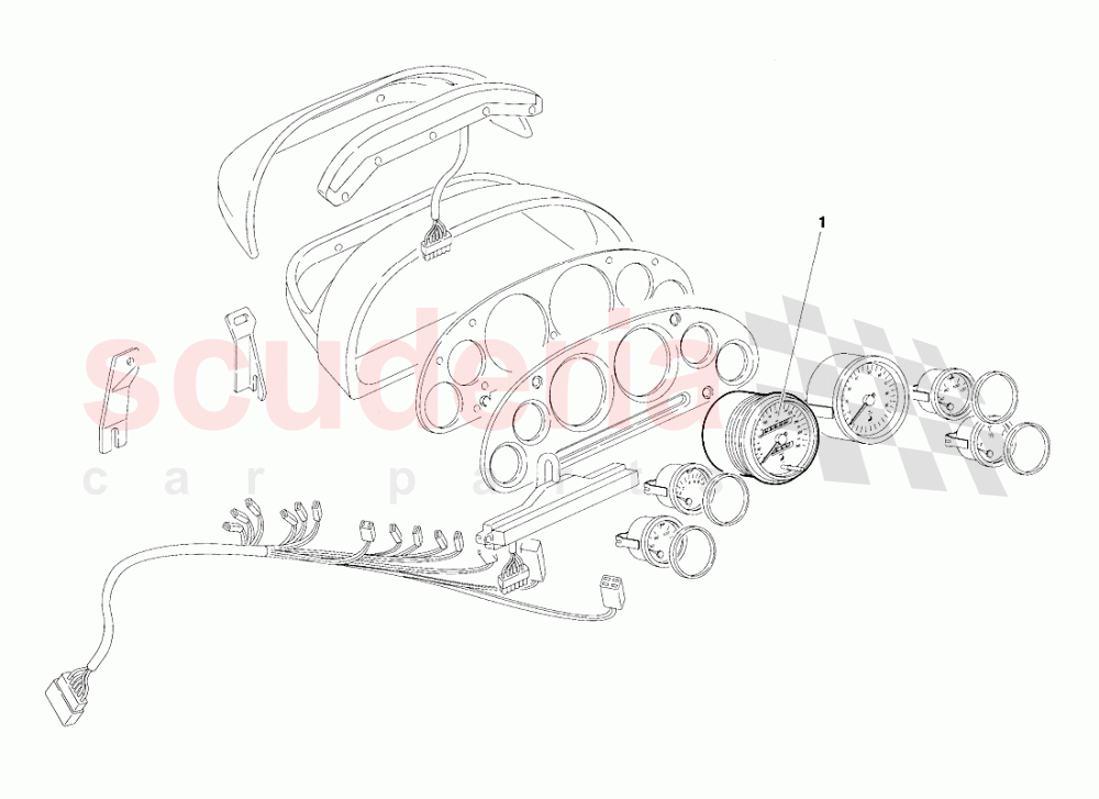 Dashboard Instruments - (Valid for Singapore - R.H.D. Version - April 1994) of Lamborghini Lamborghini Diablo VT (1993-1998)