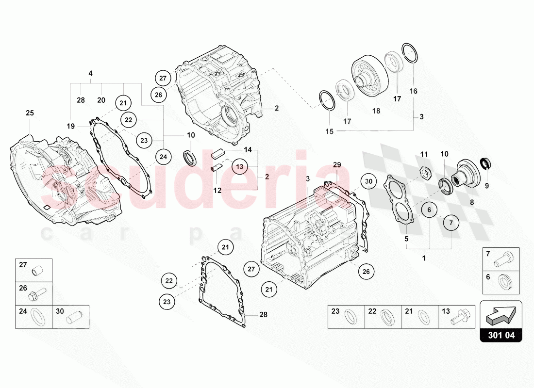 OUTER COMPONENTS FOR GEARBOX of Lamborghini Lamborghini Aventador LP770 SVJ Coupe