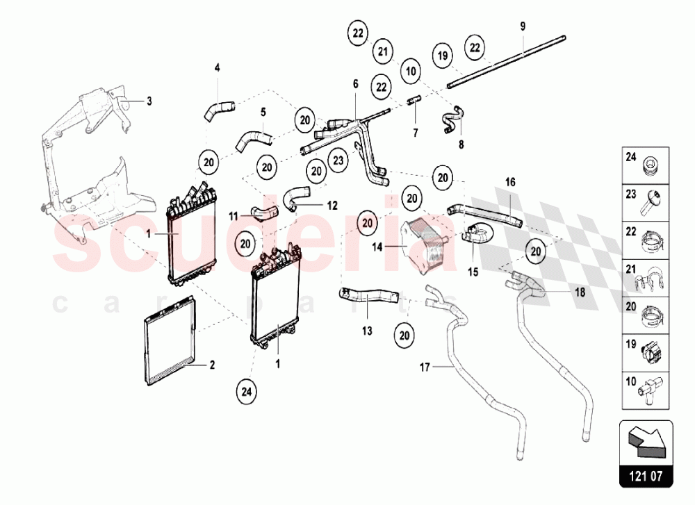 WATER COOLING SYSTEM - THIRD RADIATOR of Lamborghini Lamborghini Aventador LP750 SV Coupe