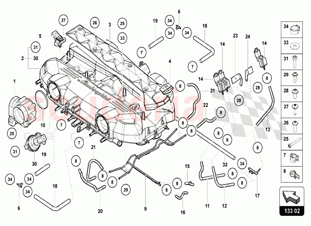 INTAKE MANIFOLD 1 of Lamborghini Lamborghini Aventador LP720 Coupe