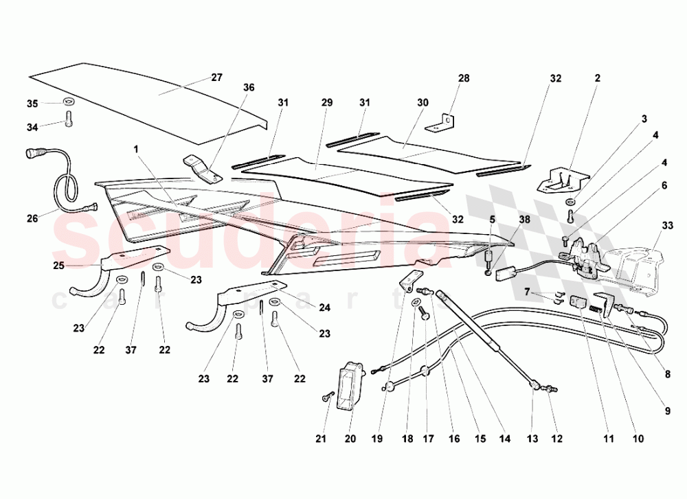 Transparent Engine Hood of Lamborghini Lamborghini Murcielago LP640