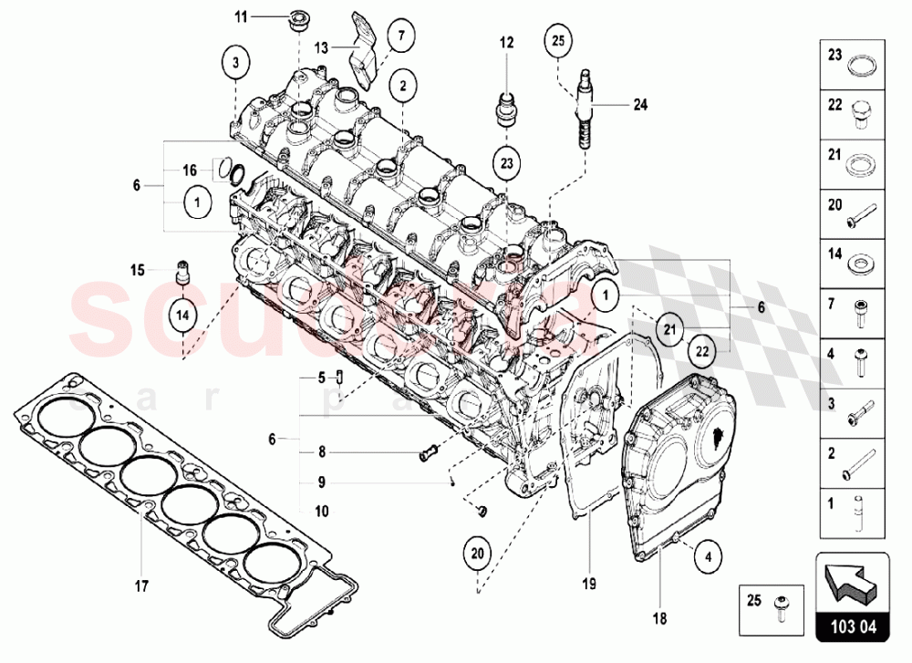 RIGHT CYLINDER HEAD AND COVER of Lamborghini Lamborghini Aventador LP750 SV Roadster