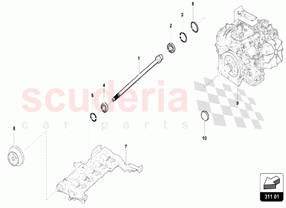 INPUT SHAFT PROPELLER SHAFT of Lamborghini Lamborghini Huracan LP610 Spyder