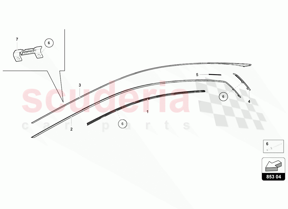 MOLDINGS - ROOF of Lamborghini Lamborghini Huracan Evo Coupe