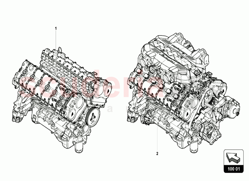 ENGINE of Lamborghini Lamborghini Aventador LP720 Coupe