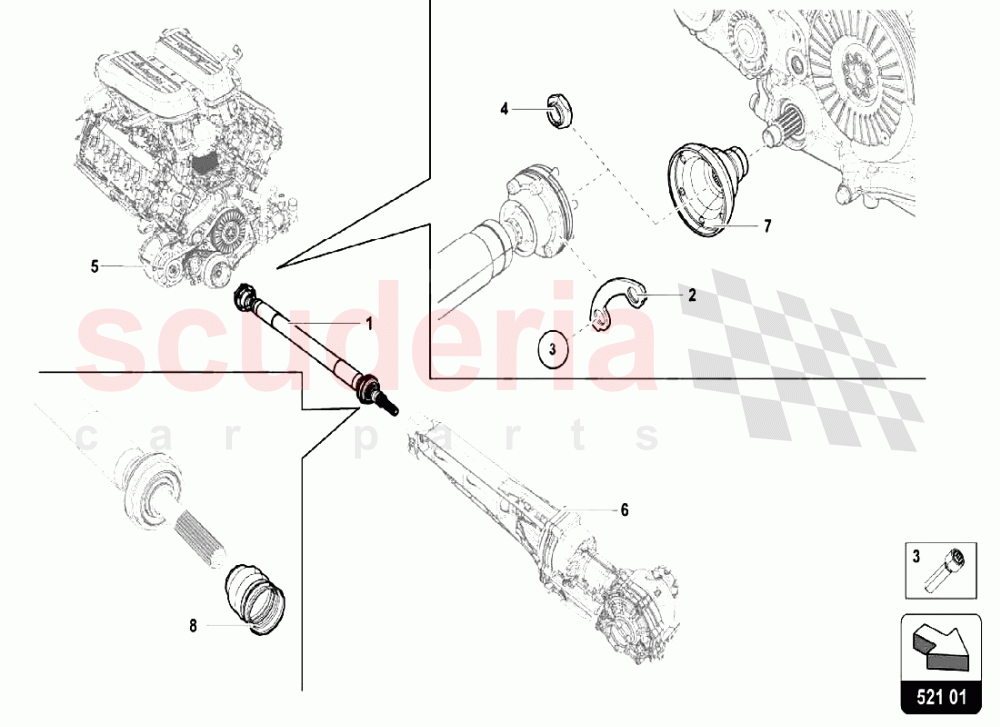 PROPELLER SHAFT of Lamborghini Lamborghini Huracan LP610 Spyder