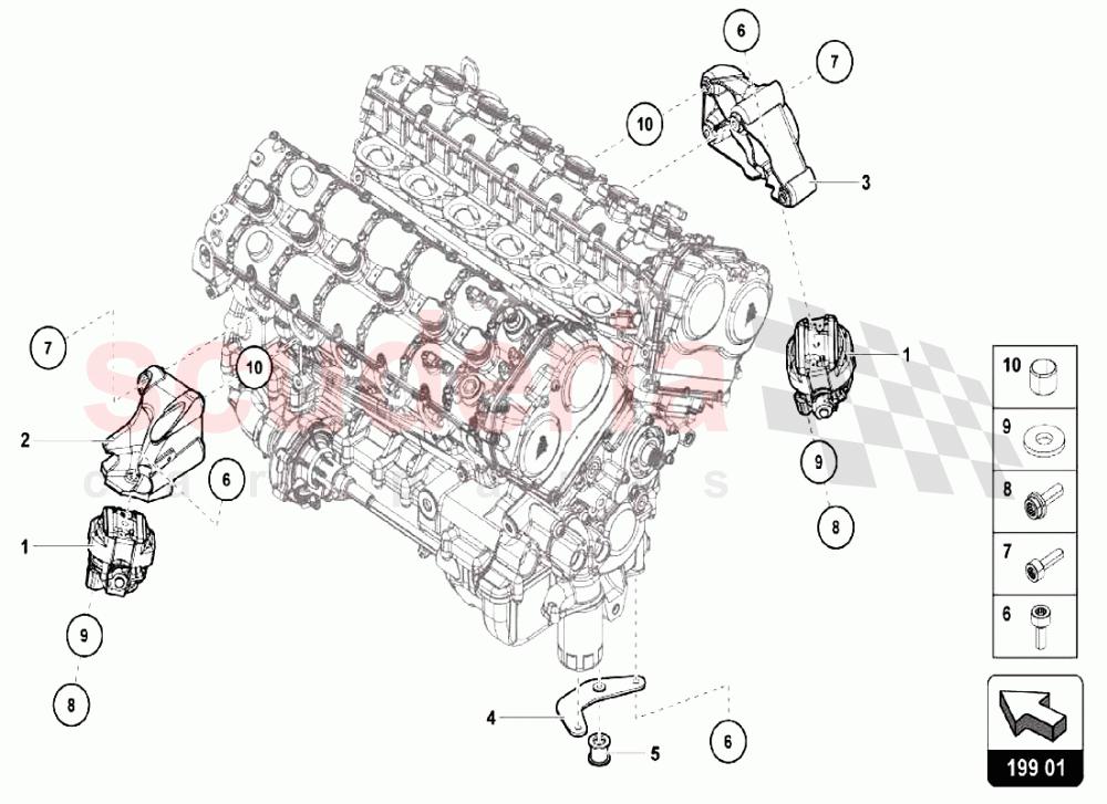 SECURING PARTS FOR ENGINE of Lamborghini Lamborghini Aventador LP750 SV Roadster