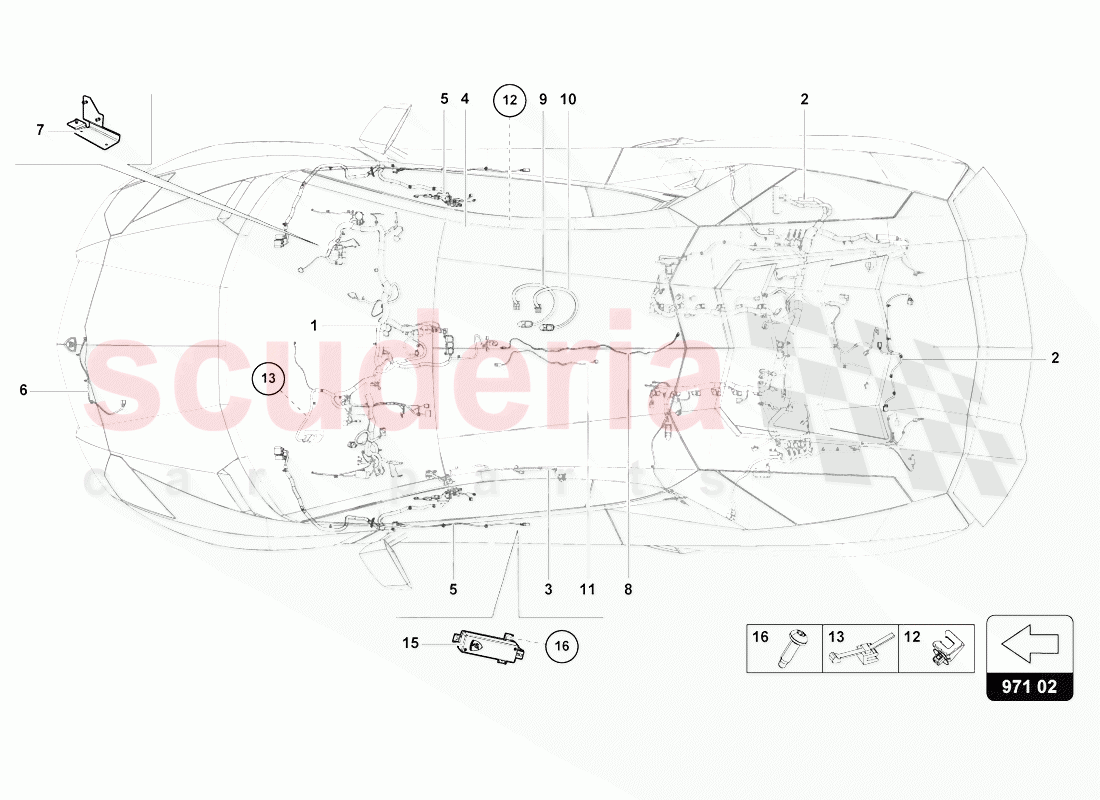 WIRING LOOM of Lamborghini Lamborghini Aventador LP770 SVJ Coupe