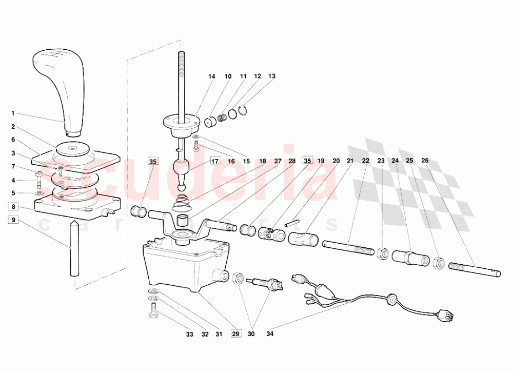 Gearbox Control Tower (Valid for June 1992 Version) of Lamborghini Lamborghini Diablo (1990-1998)