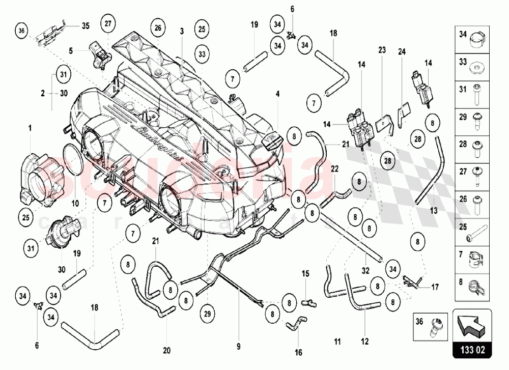 INTAKE MANIFOLD 1 of Lamborghini Lamborghini Aventador LP750 SV Coupe