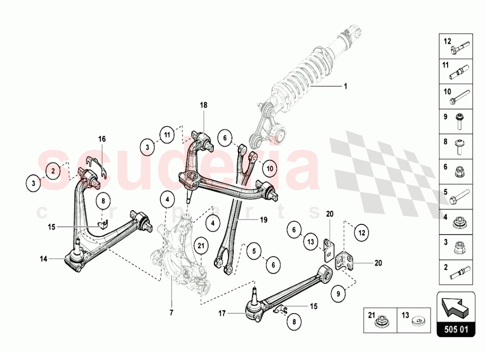 REAR ARMS of Lamborghini Lamborghini Aventador LP720 Coupe