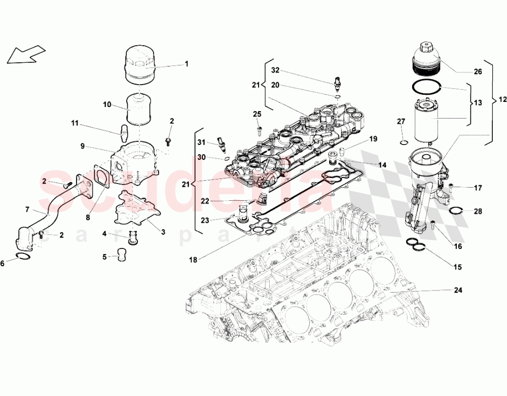 Oil Filter of Lamborghini Lamborghini Gallardo Spyder