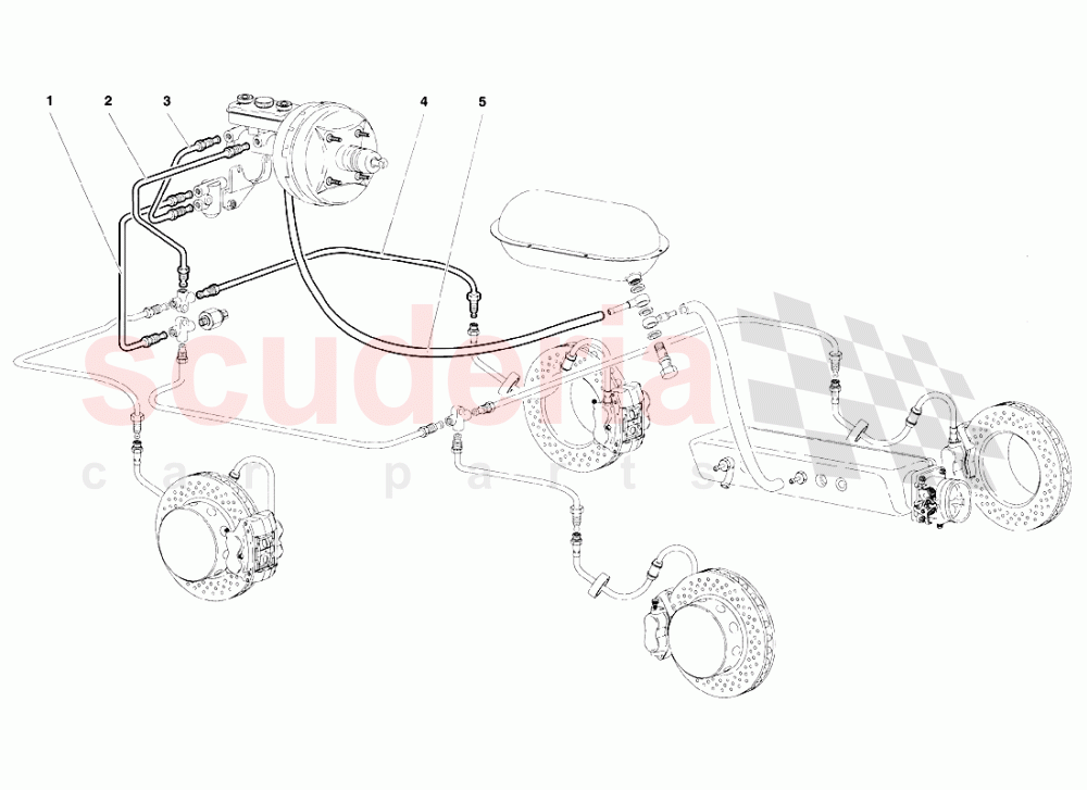 Brake System (Valid for R.H.D. Version - January 1995) of Lamborghini Lamborghini Diablo SE30 (1993-1995)