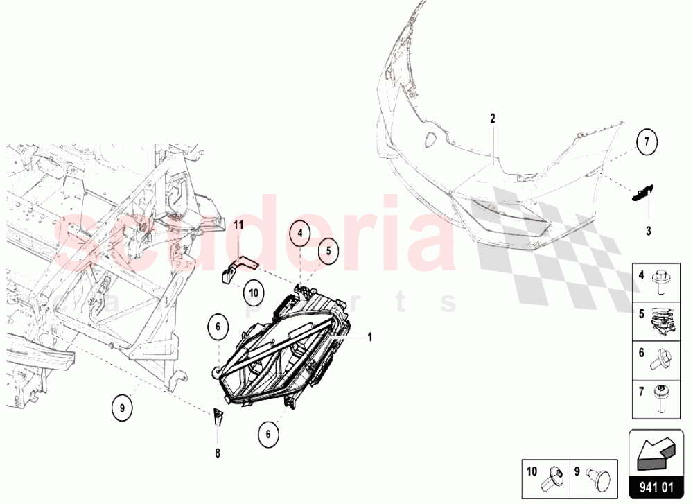 Front Lights of Lamborghini Lamborghini Huracan LP580 Coupe