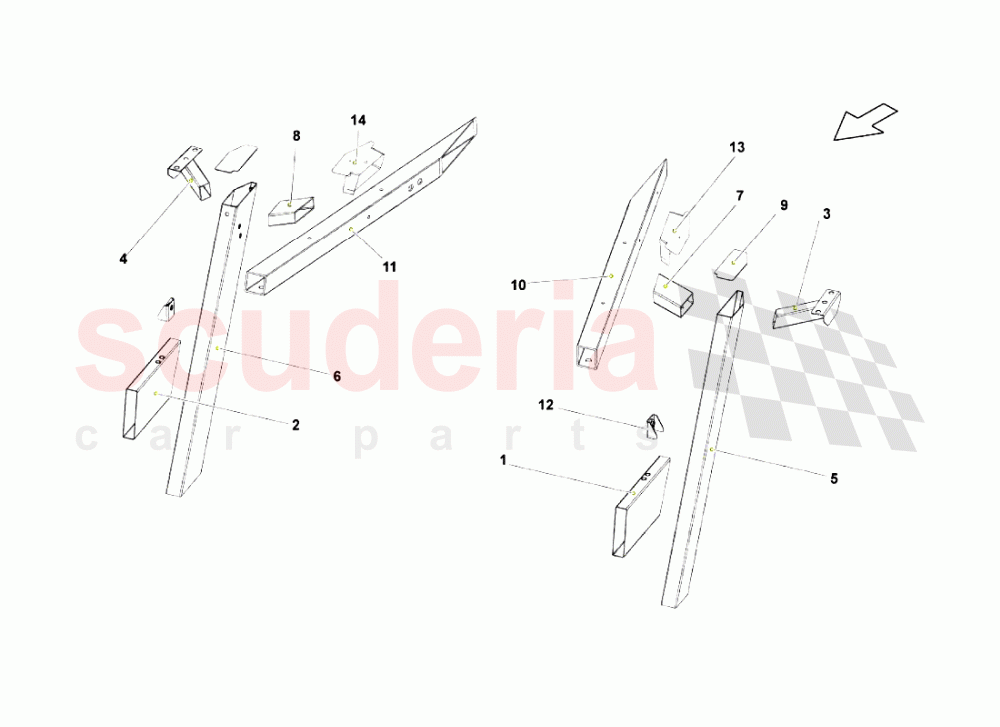 Rear Frame Elements 3 of Lamborghini Lamborghini Gallardo LP570 4 SL