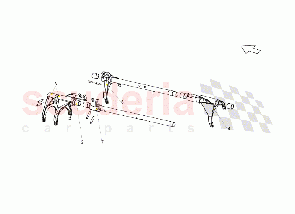 Gearbox Shifting Rods And Forks of Lamborghini Lamborghini Gallardo (2006-2007)