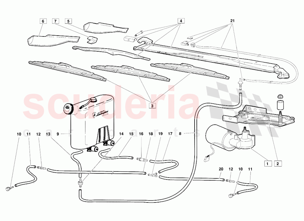 Windscreen Wiper and Headlamp Washers (Valid for June 1992 Version) of Lamborghini Lamborghini Diablo (1990-1998)