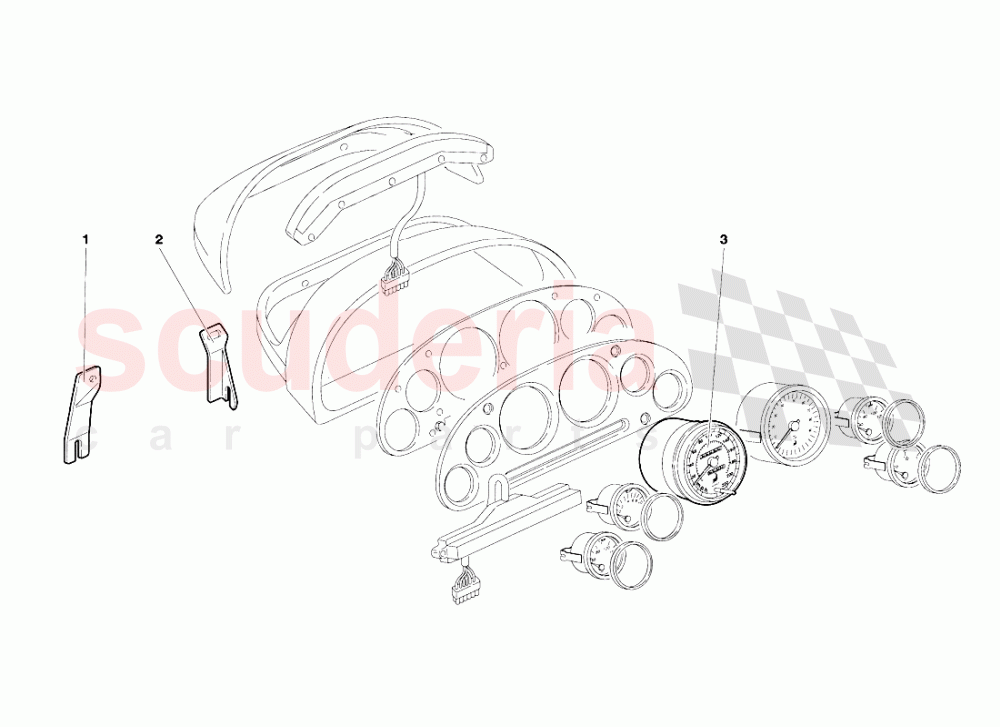 Dashboard Instruments (Valid for R.H.D. Version - January 1995) of Lamborghini Lamborghini Diablo SE30 (1993-1995)