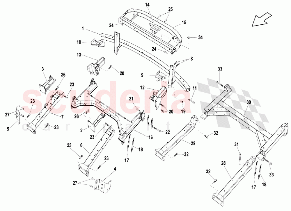 Frame Elements - Side Member Rear Part 2 of Lamborghini Lamborghini Gallardo LP550 Coupe