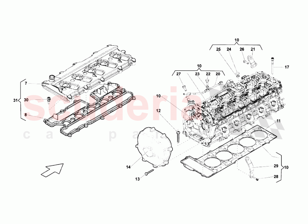 Right Cylinder Head And Cover 1- 5 of Lamborghini Lamborghini Gallardo LP570 4 SL