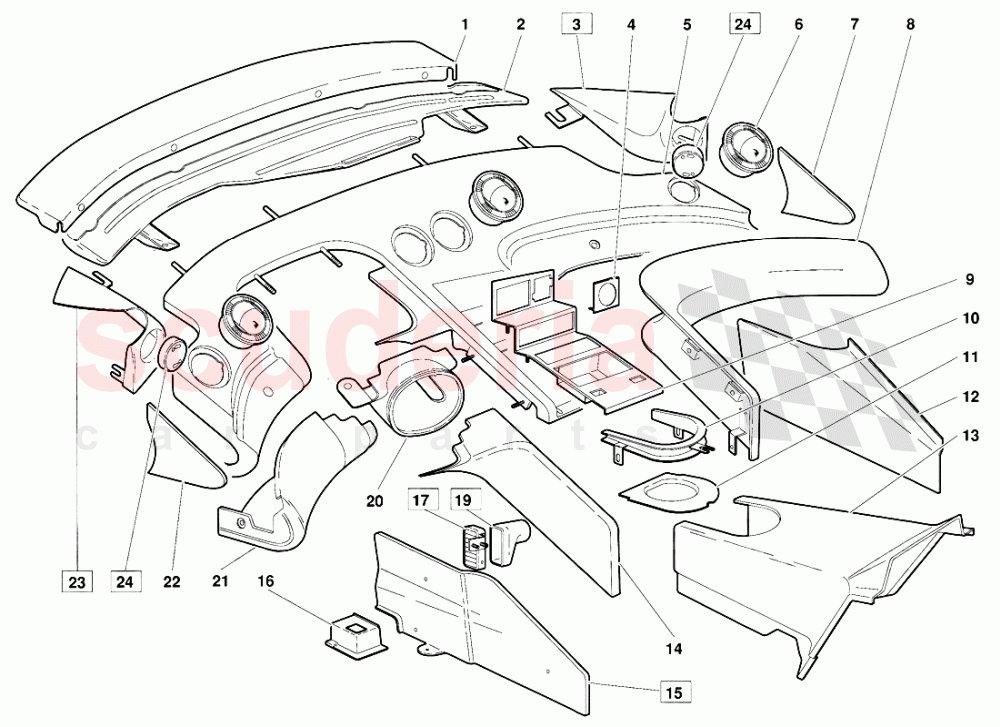 Passenger Compartment Trim (Valid for June 1992 Version) 1 of Lamborghini Lamborghini Diablo (1990-1998)