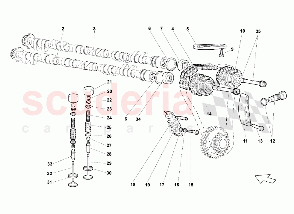 Right Head Timing System of Lamborghini Lamborghini Murcielago LP640 Roadster