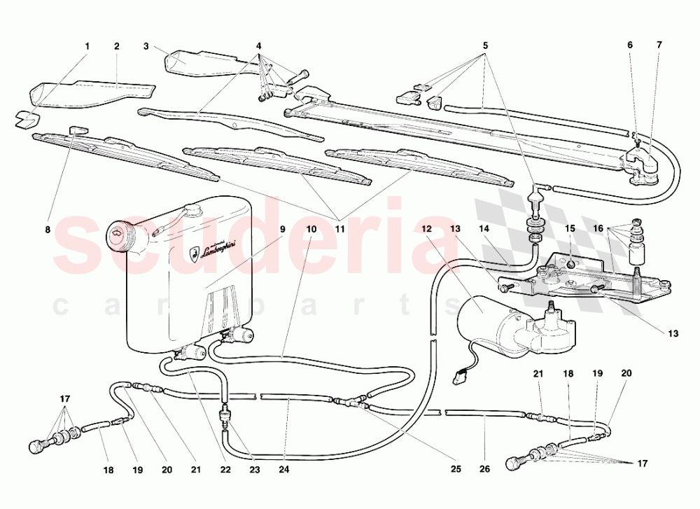 Windscreen Wiper and Headlamp Washers of Lamborghini Lamborghini Diablo SV (1995-1997)