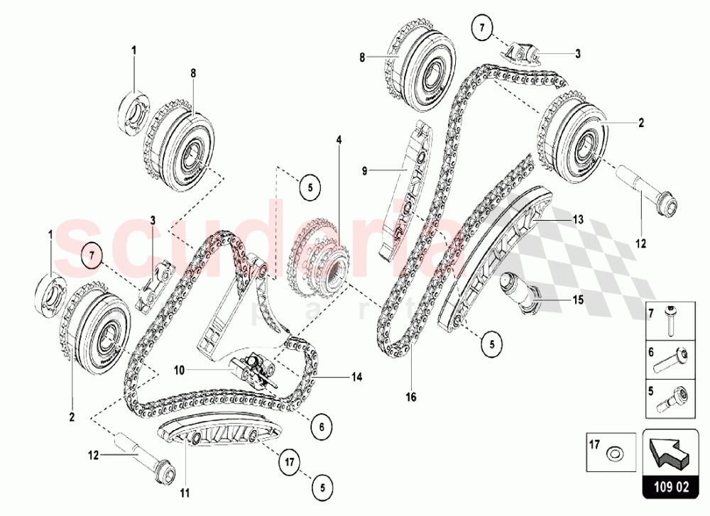 Camshaft Timing Chain of Lamborghini Lamborghini Aventador S