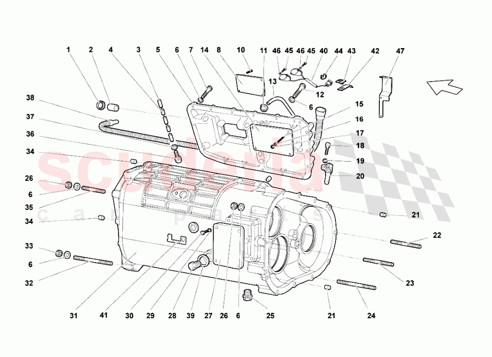 Gearbox of Lamborghini Lamborghini Murcielago LP640 Roadster