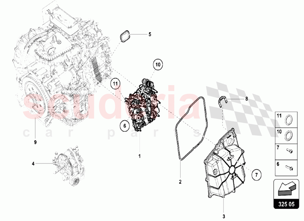 Gearbox Parts 3 of Lamborghini Lamborghini Huracan LP580 Coupe