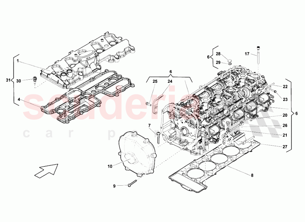 Left Cylinder Head And Cover 6-10 of Lamborghini Lamborghini Gallardo LP560 Coupe