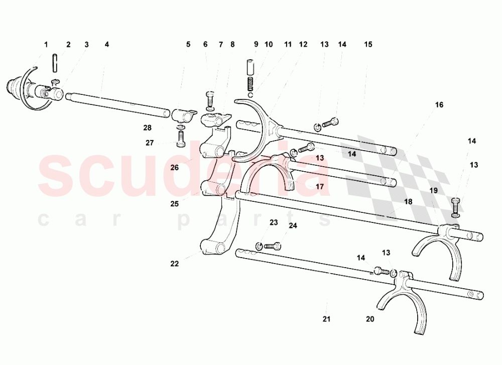 Gearbox Shifting Rods And Forks of Lamborghini Lamborghini Murcielago Roadster