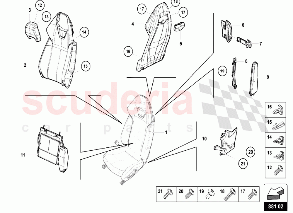 BACKREST FRAME of Lamborghini Lamborghini Huracan LP610 Spyder