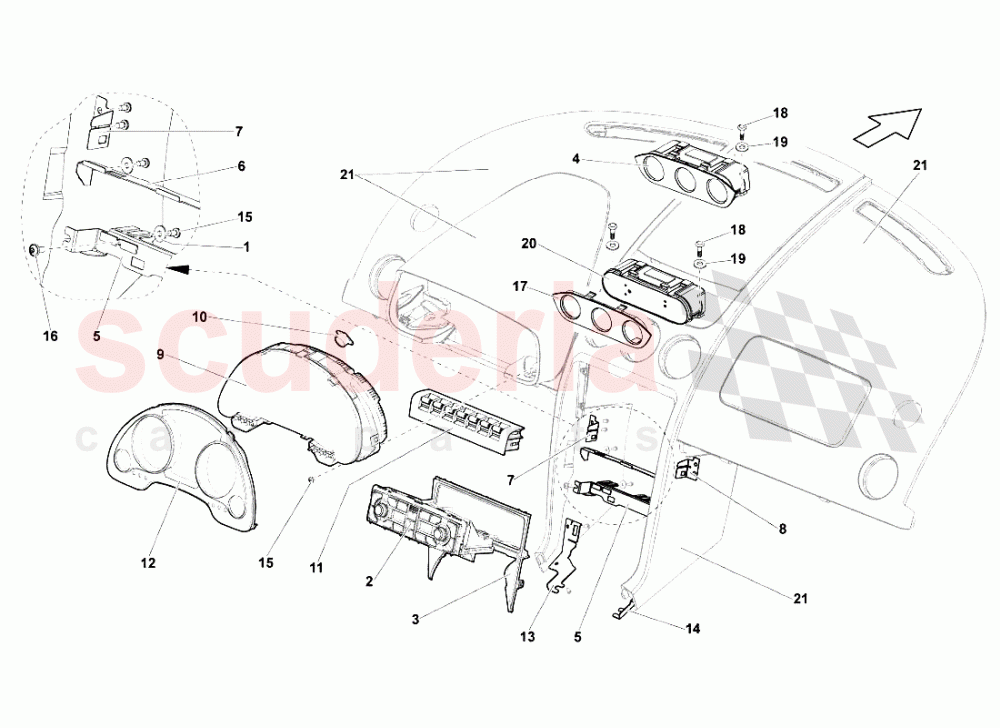 Dashboard Instruments of Lamborghini Lamborghini Gallardo (2008)