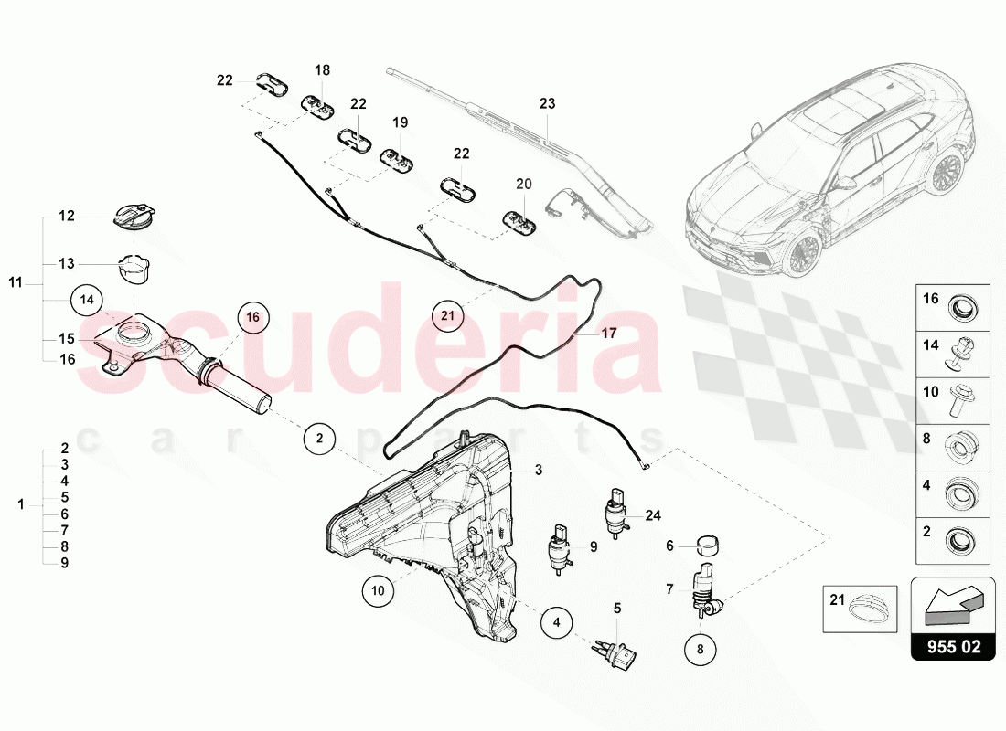 WINDSCREEN WASHER SYSTEM of Lamborghini Lamborghini Urus