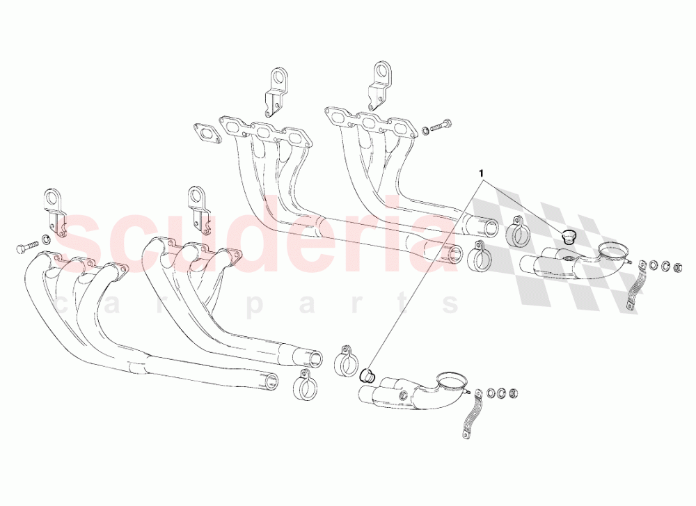 Exhaust System (Valid for Saudi Arabia Version - October 1991) of Lamborghini Lamborghini Diablo (1990-1998)