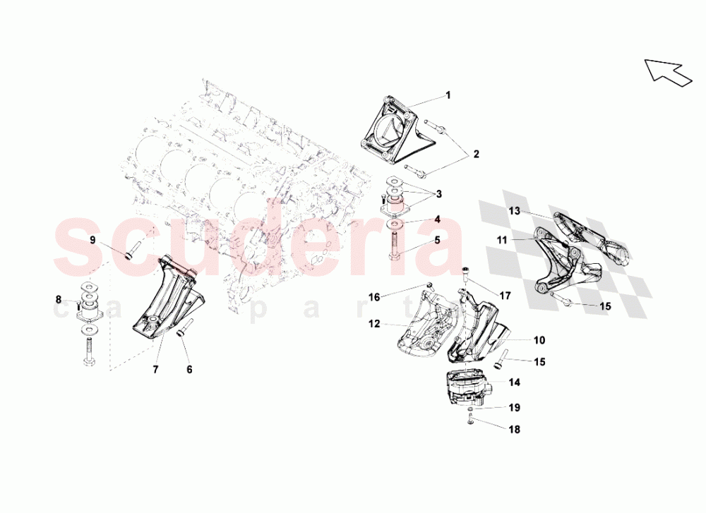 SECURING PARTS FOR ENGINE of Lamborghini Lamborghini Gallardo LP550 Spyder