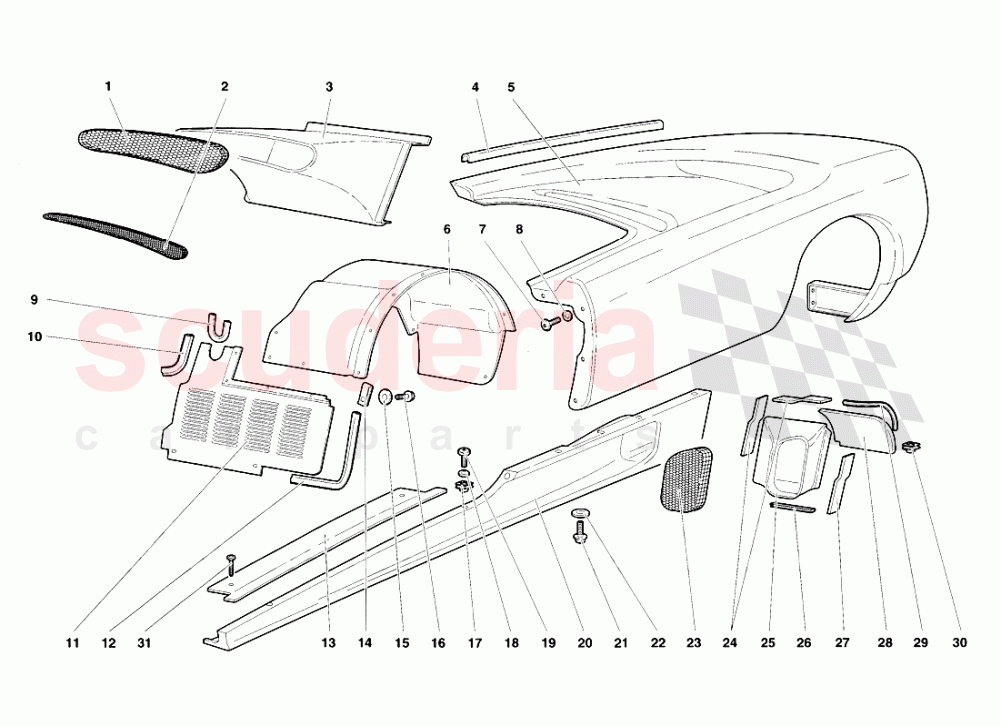 Body Elements - Left Flank of Lamborghini Lamborghini Diablo SV (1998)