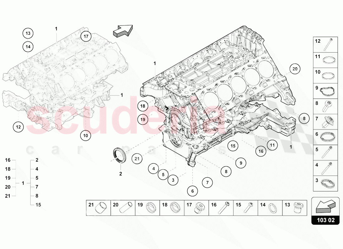 ENGINE BLOCK of Lamborghini Lamborghini Huracan Evo Spyder