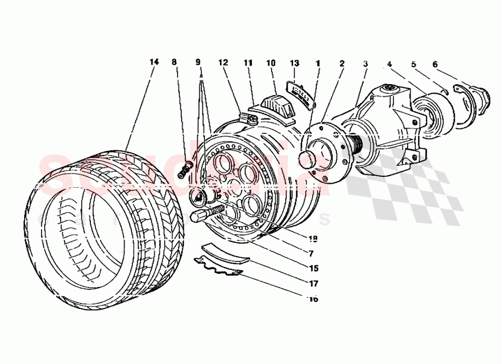 Front Wheel and Hub Carrier of Lamborghini Lamborghini Diablo (1990-1998)