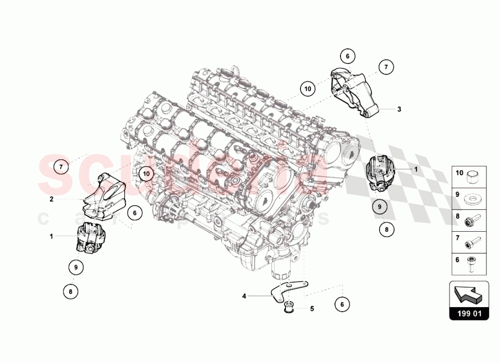 SECURING PARTS FOR ENGINE of Lamborghini Lamborghini Aventador LP700 Roadster