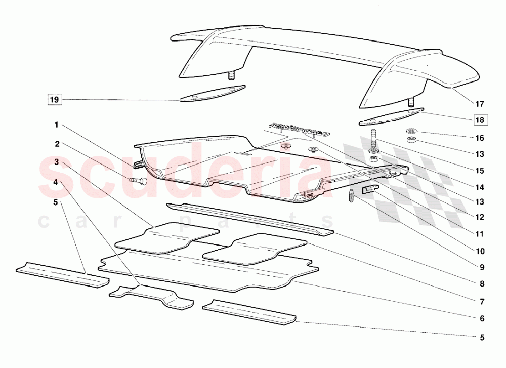 Rear Hood and Wing (Valid for June 1992 Version) of Lamborghini Lamborghini Diablo (1990-1998)