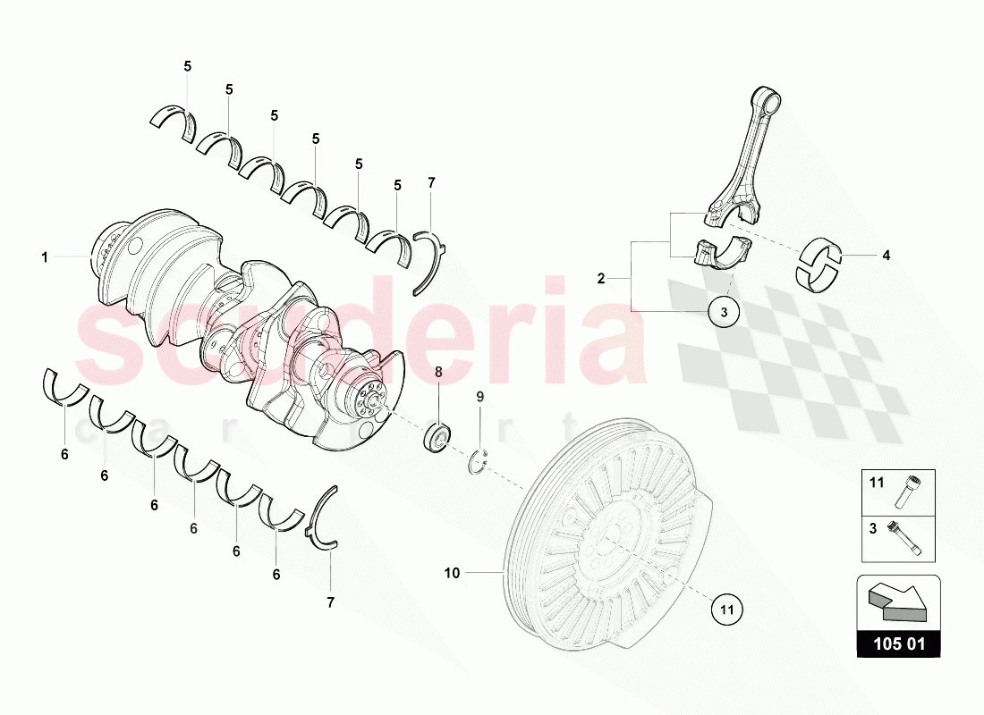 CRANKSHAFT WITH BEARINGS of Lamborghini Lamborghini Huracan Evo Spyder