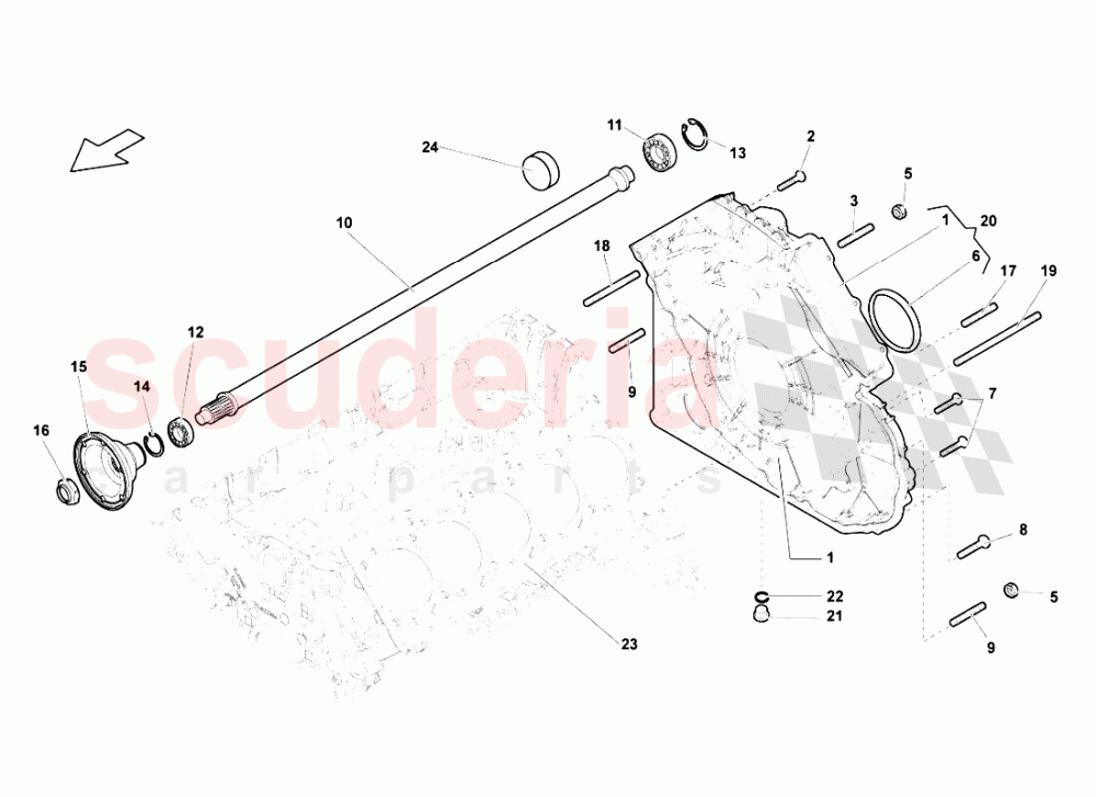 TIMING CHAIN COVER ? PROPELLER SHAFT of Lamborghini Lamborghini Gallardo LP550 Spyder