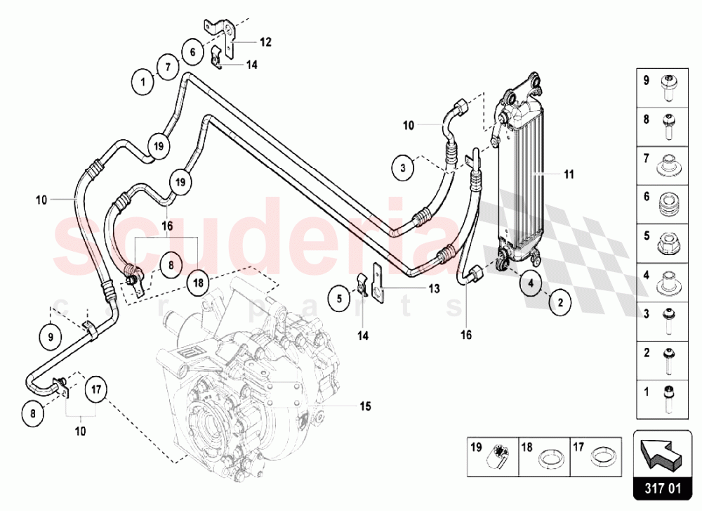 REAR DIFFERENTIAL OIL COOLER of Lamborghini Lamborghini Aventador LP750 SV Roadster