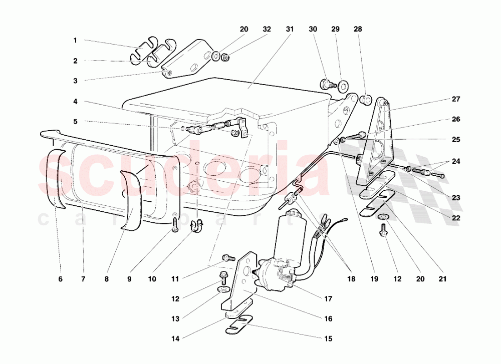 Head Lamp Lifting System of Lamborghini Lamborghini Diablo VT (1993-1998)